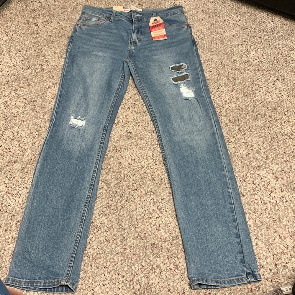 Levi's Blue Distressed Ankle Jeans - Picture 1 of 10